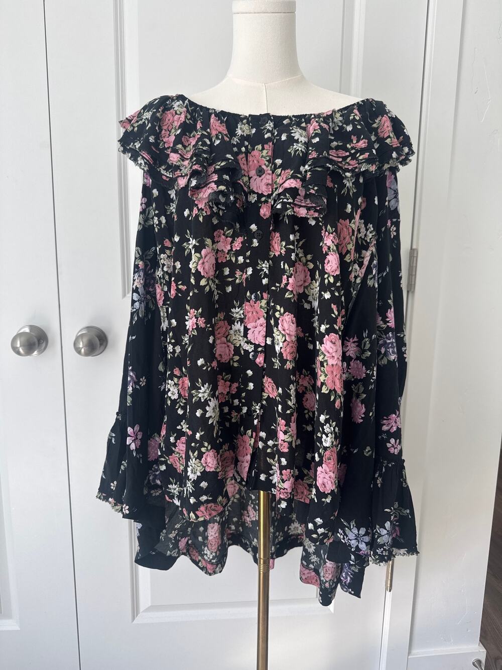 Free People Loretta Floral Tunic Oversized Boho Bohemian Fairycore Whimsical